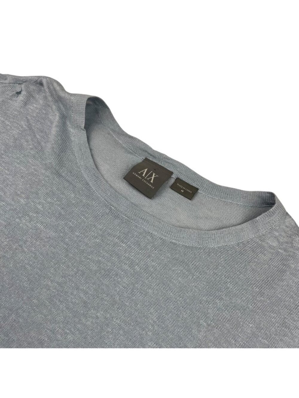 Armani Exchange Men's Linen/Rayon Lightweight Sweater Blue/White • Medium